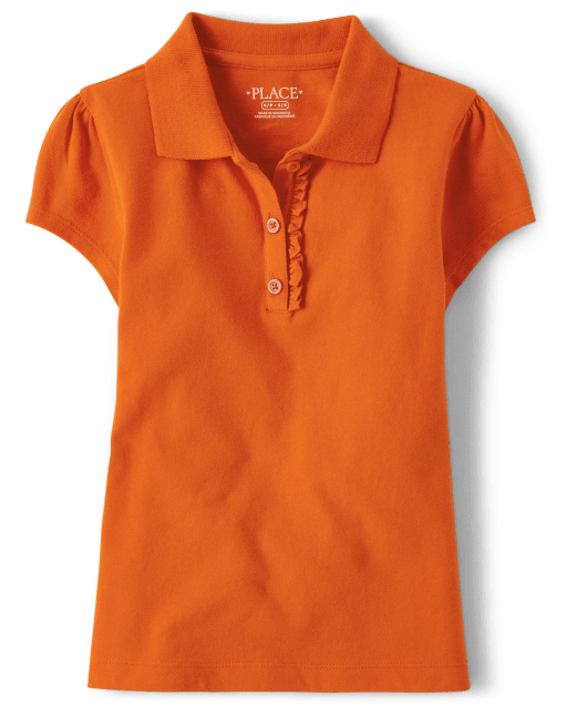 Girls Uniform Ruffle Pique Polo