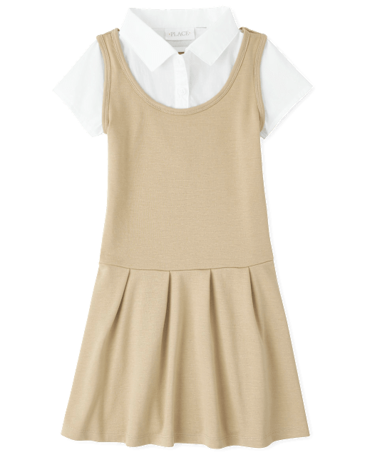 Girls Uniform Ponte Knit 2 In 1 Dress