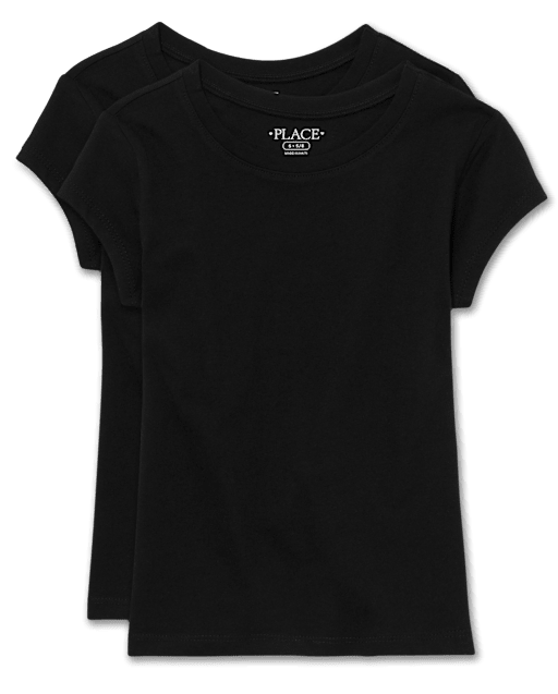 Camiseta básica con capas de uniforme para niñas, paquete de 2
