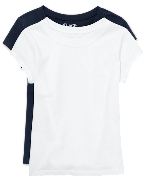 Camiseta básica con capas de uniforme para niñas, paquete de 2