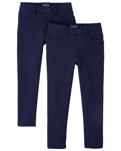 Ensemble de 2 jeggings à enfiler en tricot point de Rome pour fille