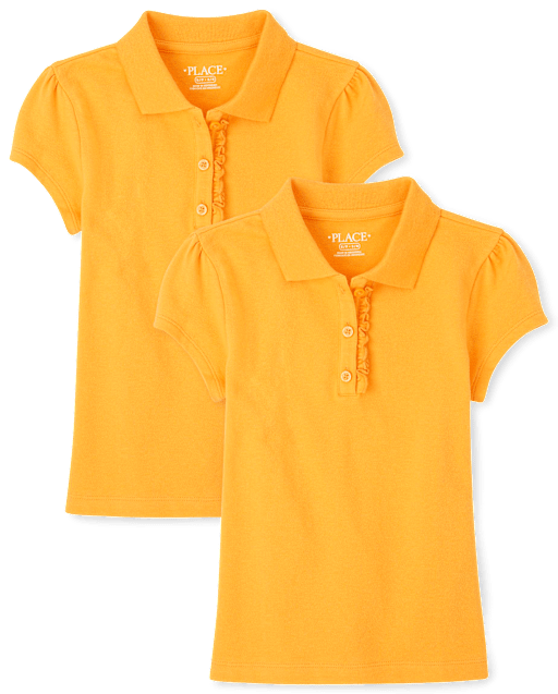 Polo de piqué con volantes Uniform para niña, paquete de 2