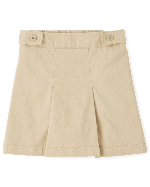 Girls Uniform Wrinkle Resistant Stretch Button Skort
