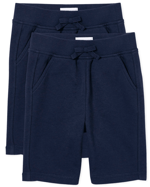 Paquete de 2 pantalones cortos activos de rizo francés de uniforme para niñas