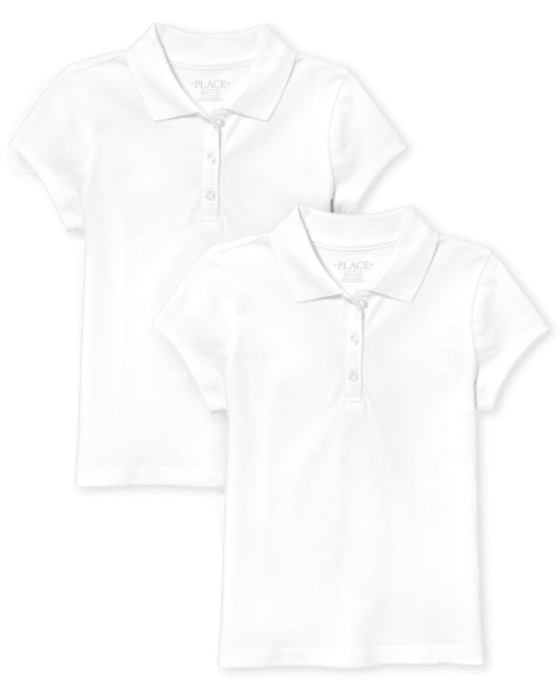 Conjunto de 2 polos de piqué de manga corta de uniforme para niñas