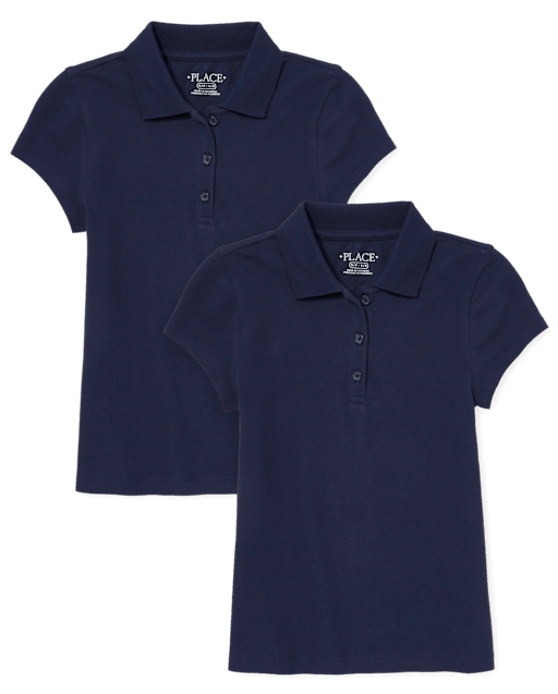 Conjunto de 2 polos de piqué de manga corta de uniforme para niñas