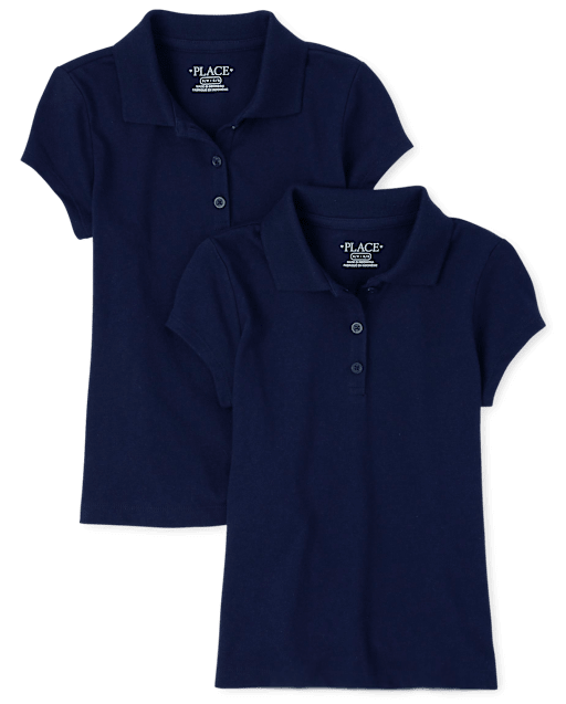 Conjunto de 2 polos de jersey suave de manga corta de uniforme para niñas