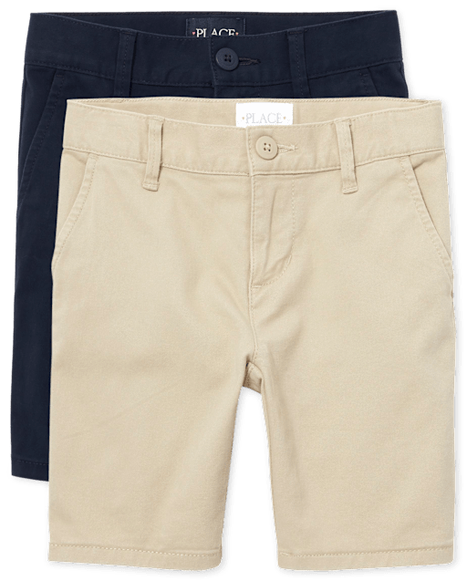Shorts chinos de uniforme para niñas, paquete de 2
