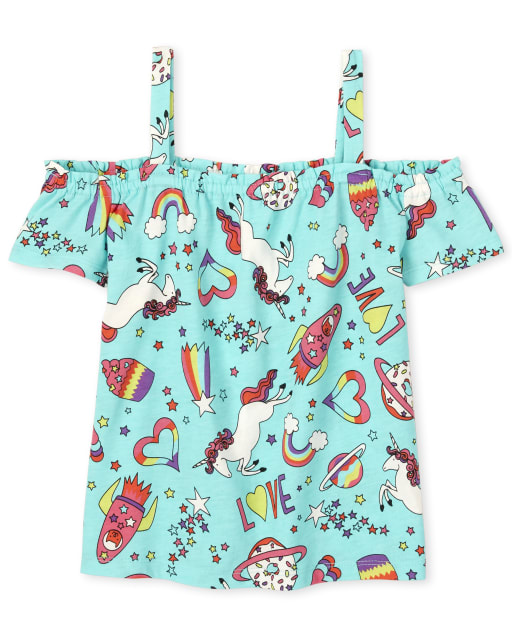 Girls Mix And Match Print Off Shoulder Top