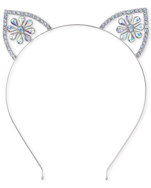 Girls Jeweled Cat Ears Metal Headband