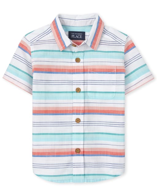 Baby And Toddler Boys Dad And Me Short Sleeve Striped Chambray