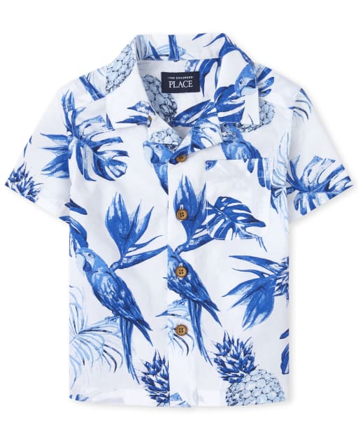 Baby And Toddler Boys Parrot Poplin Button Down Shirt