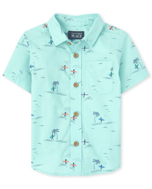 Chemise boutonnée en popeline surfeur pour bébés et tout-petits garçons