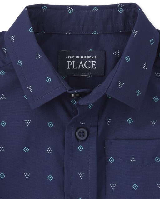 The Childrens Place Baby Boys Short Sleeve Printed Poplin