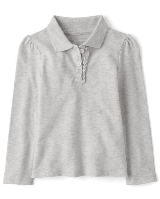 Toddler Girls Uniform Ruffle Pique Polo