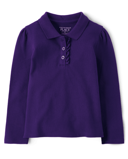 Toddler Girls Uniform Ruffle Pique Polo