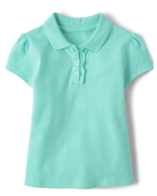 Polo de piqué de manga corta de uniforme para niñas pequeñas