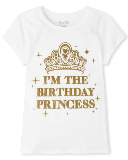 Camiseta gráfica de manga corta con estampado de "Soy la princesa del cumpleaños" para niñas Mami y yo