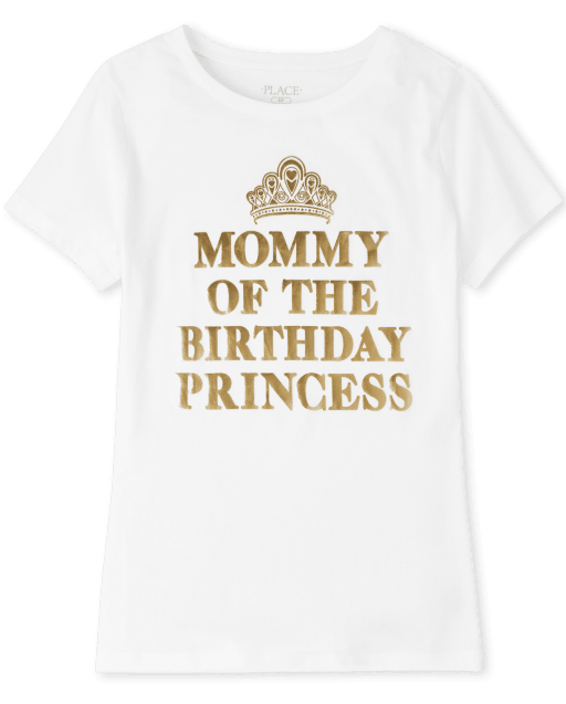 Womens Mommy And Me Short Sleeve Foil 'Mommy Of The Birthday Princess' Matching Graphic Tee