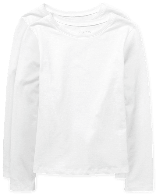 Camiseta básica con capas de uniforme para niñas, paquete de 2