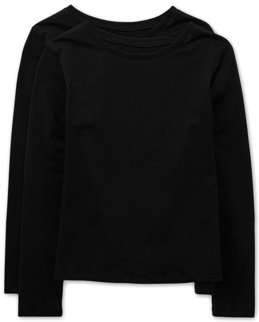 Camiseta básica con capas de uniforme para niñas, paquete de 2