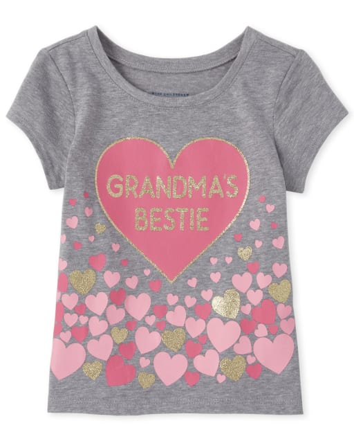 Baby And Toddler Girls Glitter Grandma Graphic Tee