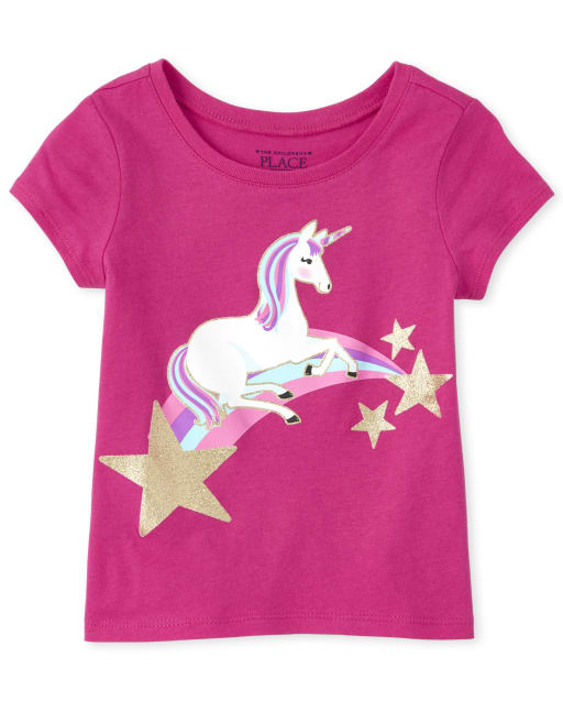 Baby And Toddler Girls Glitter Unicorn Graphic Tee