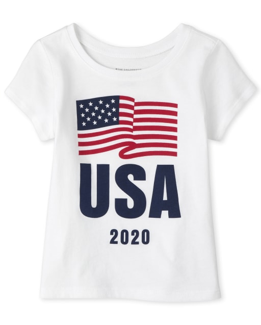 Baby And Toddler Girls Matching Family Americana Flag 2020 Graphic Tee