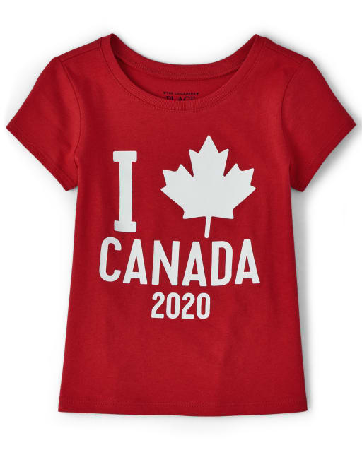 T-shirt graphique assorti pour bébés et petites filles, fête de la famille du Canada 2020