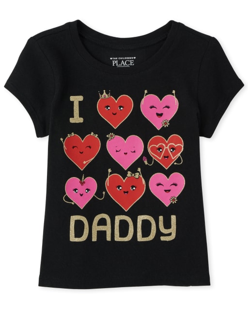 Baby And Toddler Girls Glitter Daddy Graphic Tee