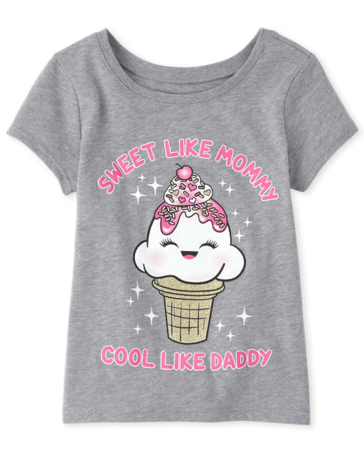 Baby And Toddler Girls Mommy And Daddy Ice Cream Graphic Tee