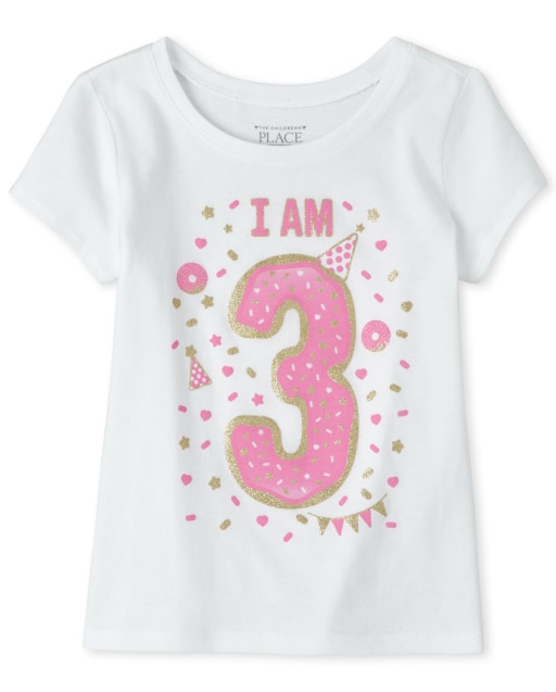 T-shirt graphique à paillettes d&#39;anniversaire pour bébés et petites filles, I Am 3