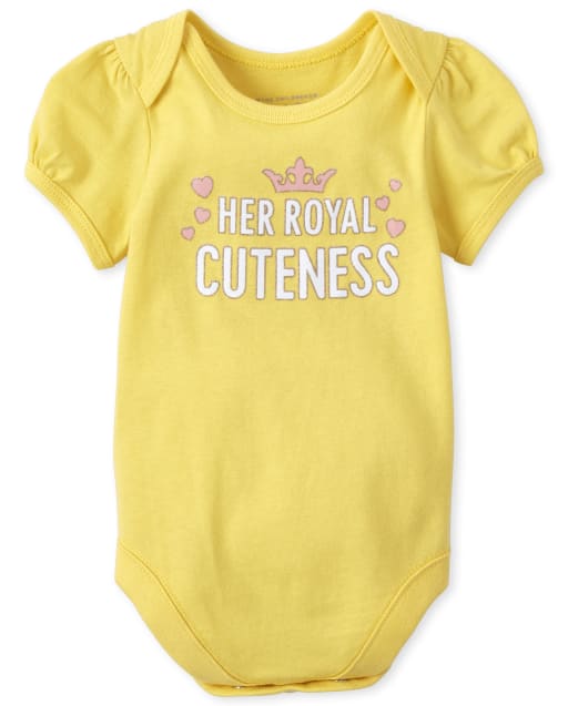 Baby Girls Glitter Cuteness Graphic Bodysuit