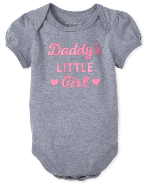 Baby Girls Short Sleeve Glitter Daddy S Little Girl Graphic Bodysuit