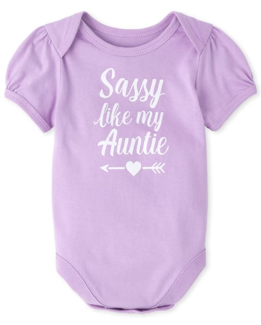 Baby Girls Short Sleeve Glitter Sassy Like My Auntie Graphic