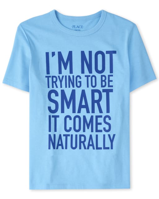 Boys Short Sleeve 'I'm Not Trying To Be Smart It Comes Naturally' Graphic  Tee