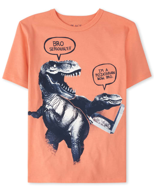 Boys Short Sleeve Pizza Dino Graphic Tee