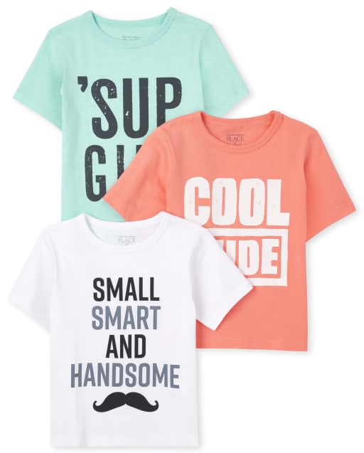 Baby And Toddler Boys Short Sleeve Sup Girl Small Smart And Handsome And Cool Dude Graphic Tee 3 Pack
