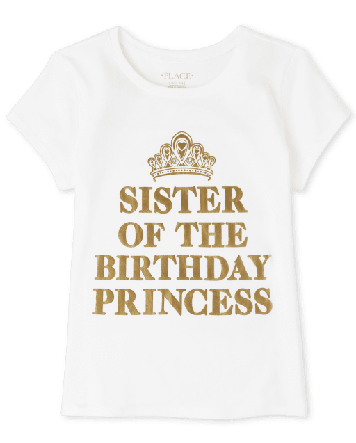 Camiseta con estampado de hermanas metalizadas para niñas