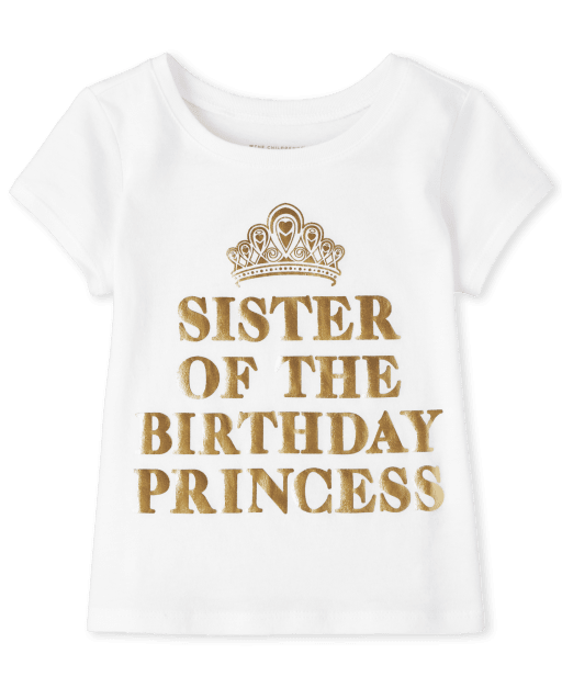 Baby And Toddler Girls Short Sleeve 'Birthday Sister' Graphic Tee