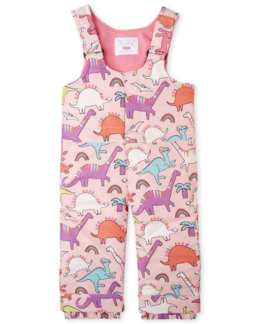 Toddler Girls Print Snow Overalls