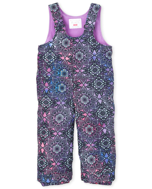 Toddler Girls Print Snow Overalls