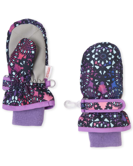 The Childrens Place Baby Girls Toddler Floral Ski Mittens