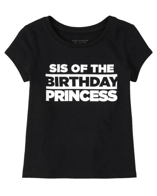 Baby And Toddler Girls Matching Family Short Sleeve 'Sis Of The Birthday Princess' Graphic Tee