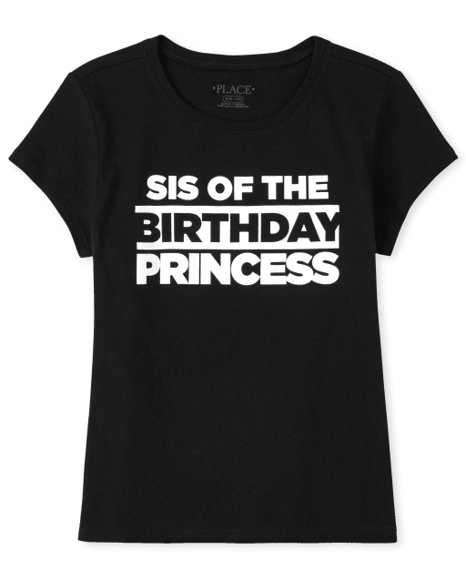 Girls Matching Family Short Sleeve 'Sis Of The Birthday Princess' Graphic Tee