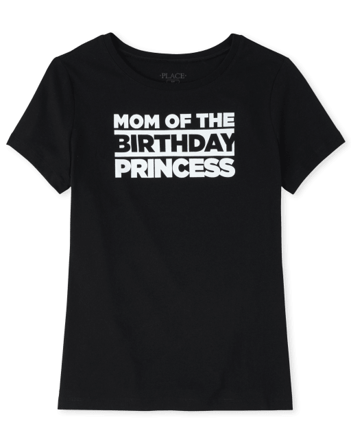 Camiseta con estampado de mamá de la princesa del cumpleaños de manga corta a juego para mujer