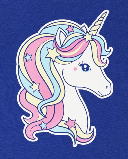 Girls Short Sleeve Glitter Unicorn Graphic Tee 3 Pack