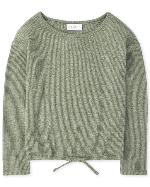 Girls Tie Front Lightweight Sweater Top