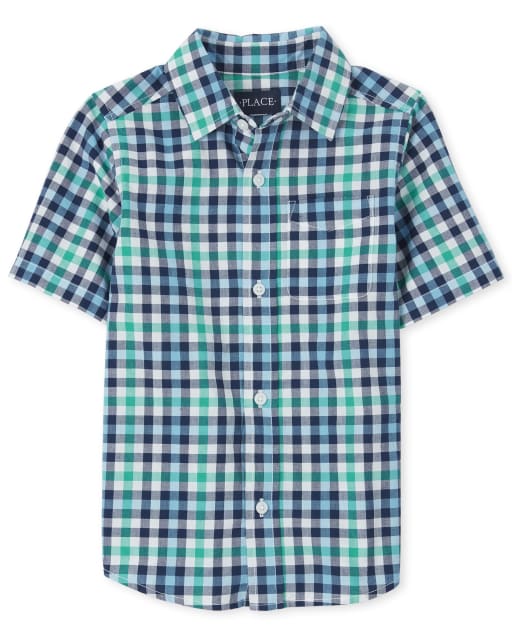 Boys Plaid Poplin Button Down Shirt