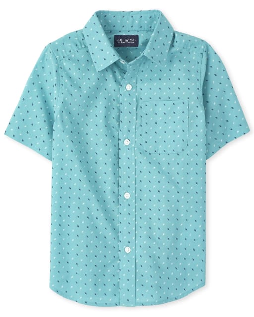 Boys Dot Poplin Button Down Shirt